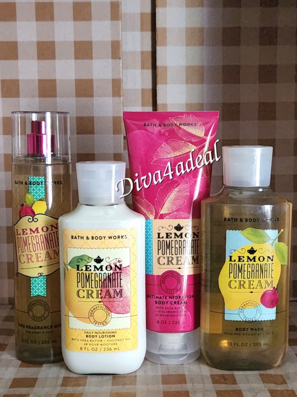 Bath & Body Works LEMON POMEGRANATE CREAM 4PC Collection Bundle